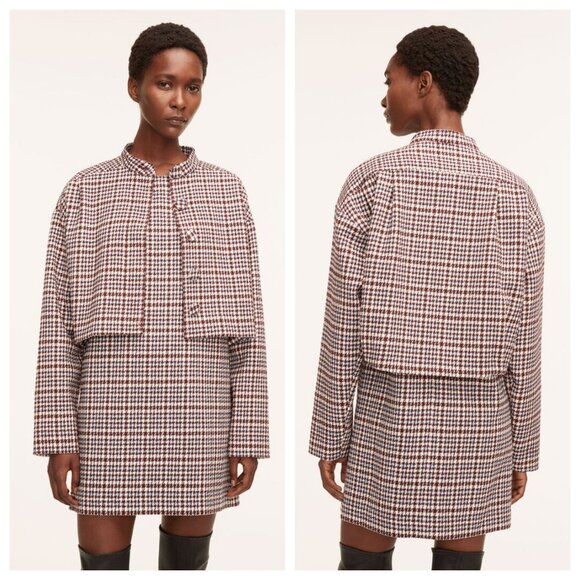 Rebecca Taylor Houndstooth Wool Blend Cropped Jacket - Picture 2 of 5